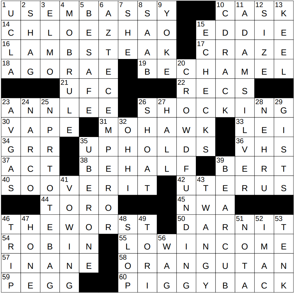 0104 25 NY Times Crossword 4 Jan 25 Saturday NYXCrossword