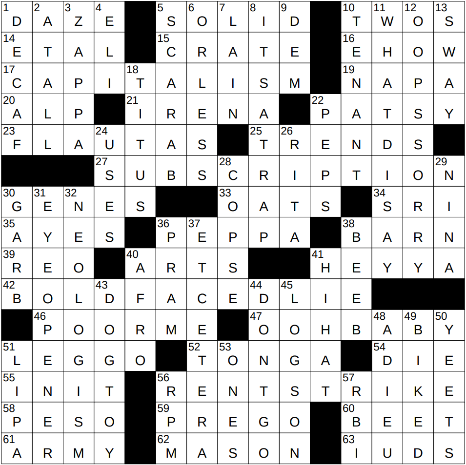 0107 25 NY Times Crossword 7 Jan 25 Tuesday NYXCrossword