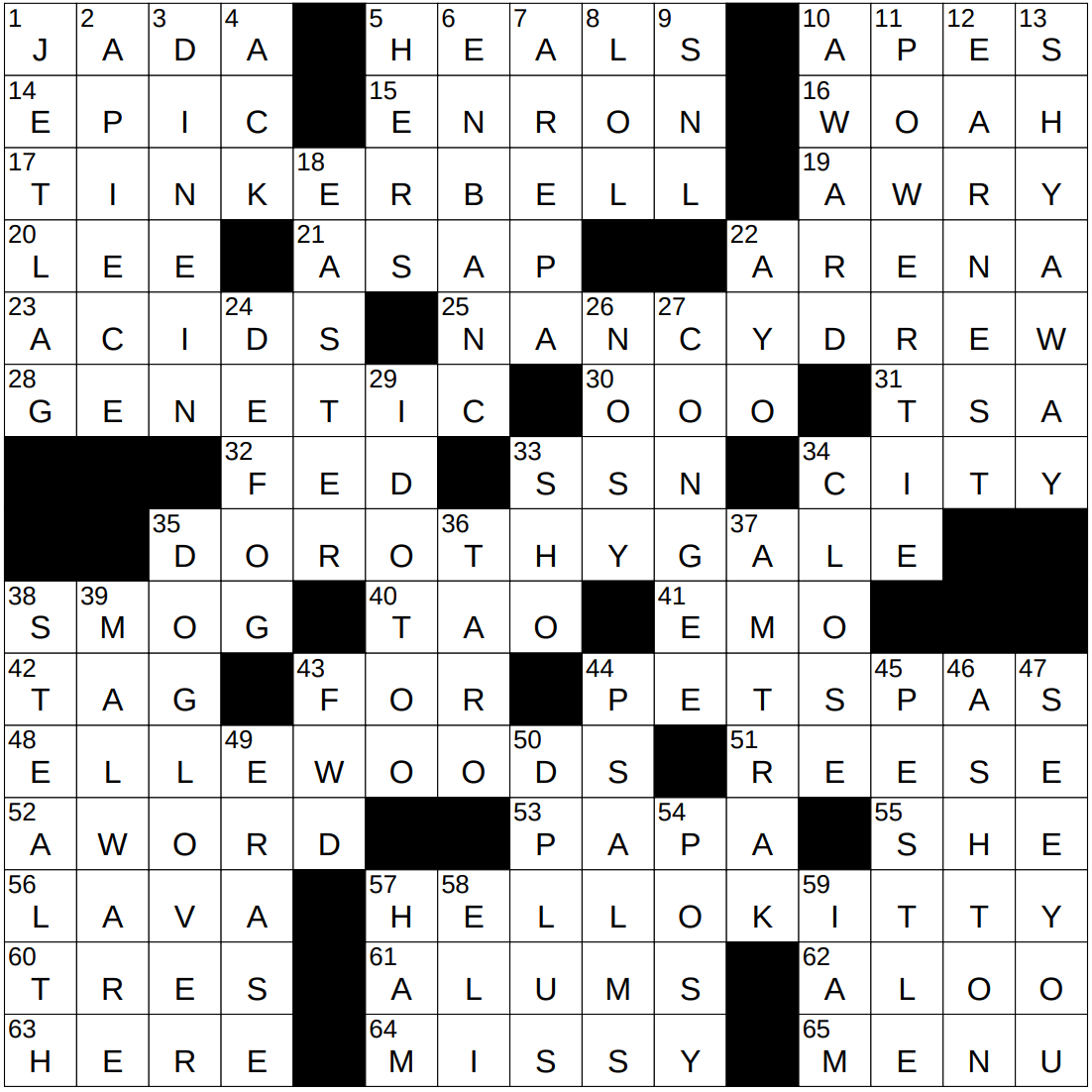 0107 26 NY Times Crossword 7 Jan 26 Wednesday NYXCrossword