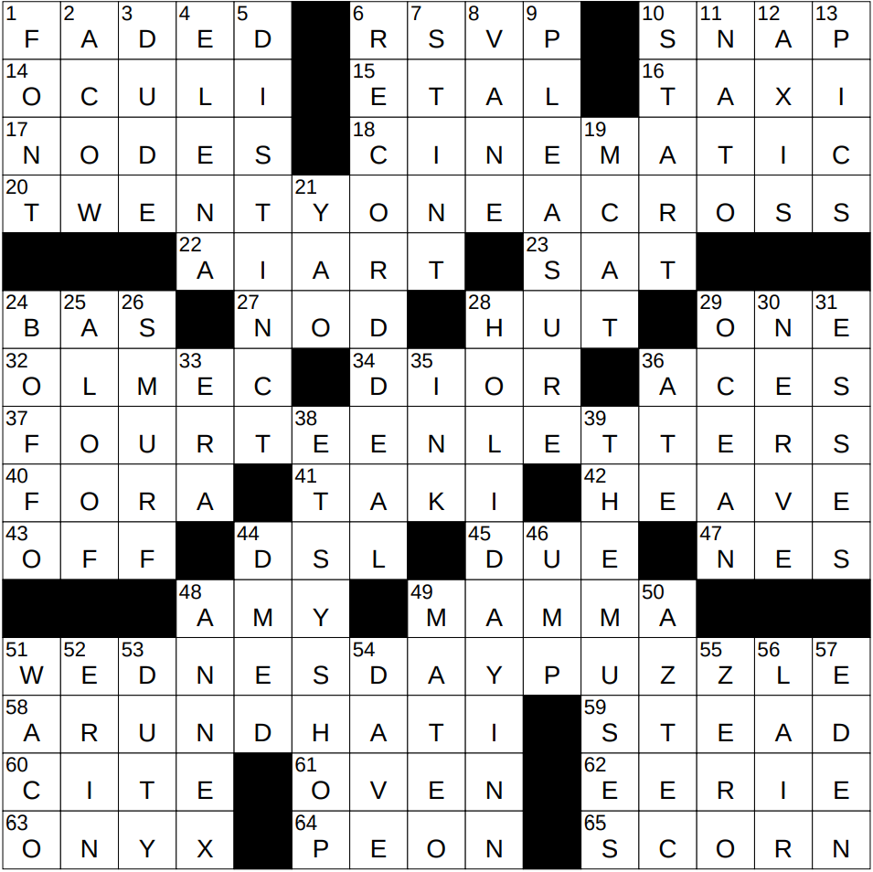 0220 25 NY Times Crossword 20 Feb 25 Thursday NYXCrossword