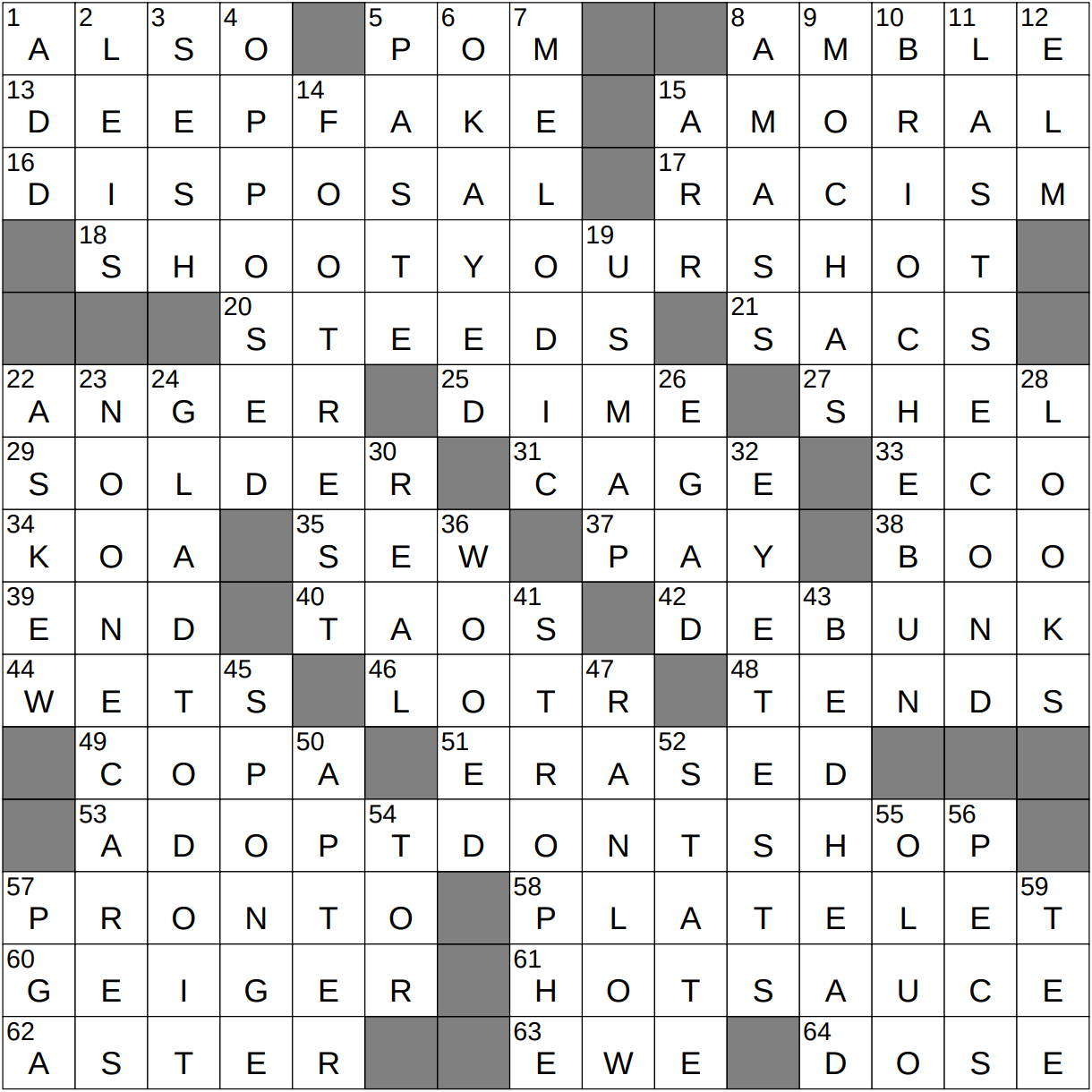 0316 24 NY Times Crossword 16 Mar 24 Saturday NYXCrossword