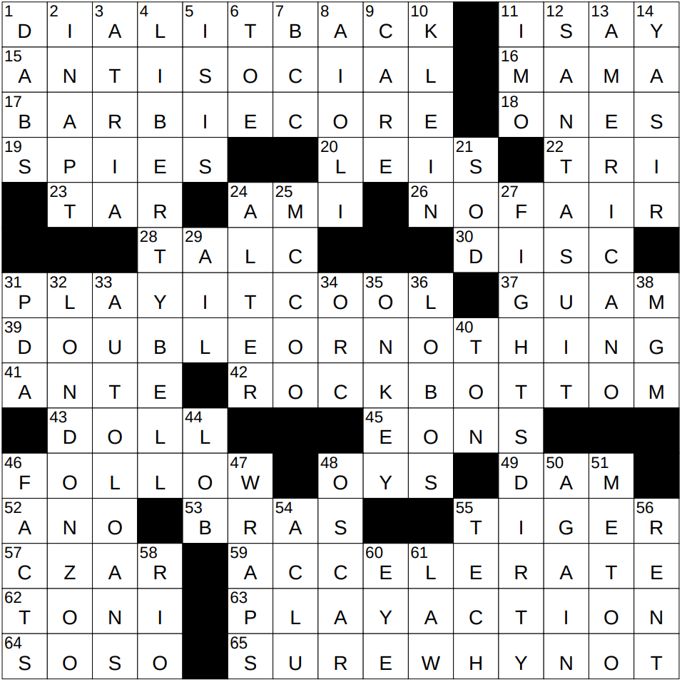 0418 25 NY Times Crossword 18 Apr 25 Friday NYXCrossword
