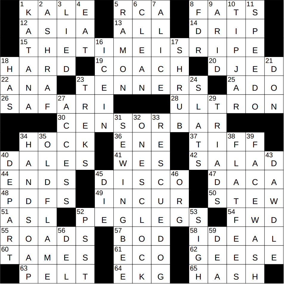 0430 25 NY Times Crossword 30 Apr 25 Wednesday NYXCrossword