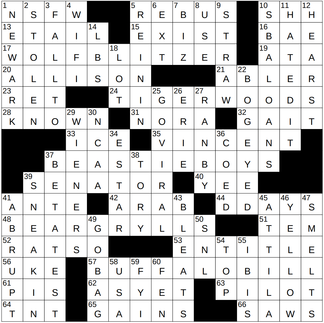 0531 23 NY Times Crossword 31 May 23 Wednesday NYXCrossword