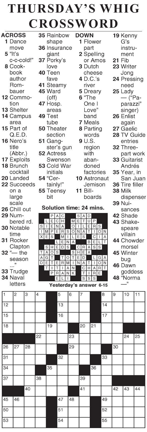 0615 Crossword Crosswords Cecildaily