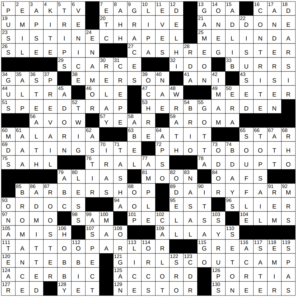 0720 25 NY Times Crossword 20 Jul 25 Sunday NYXCrossword