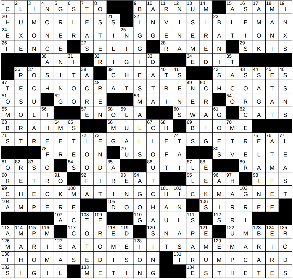 0727 25 NY Times Crossword 27 Jul 25 Sunday NYXCrossword