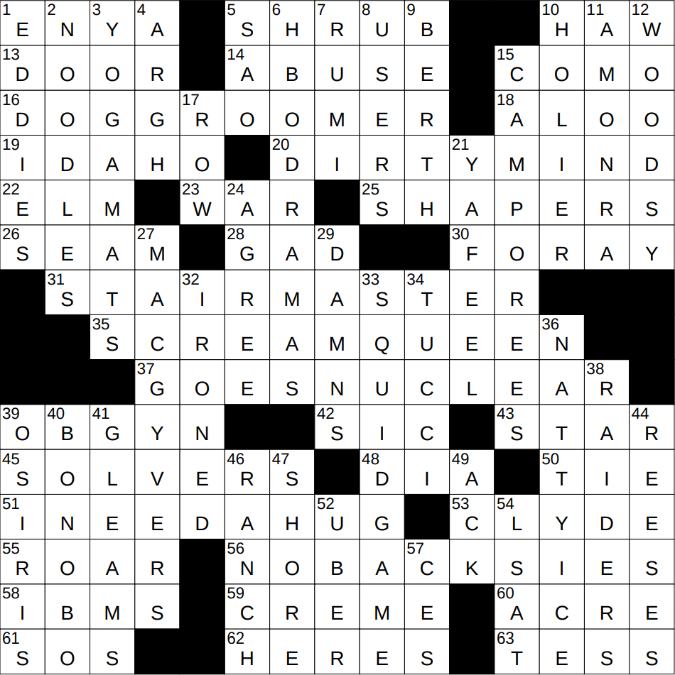 0817 24 NY Times Crossword 17 Aug 24 Saturday NYXCrossword