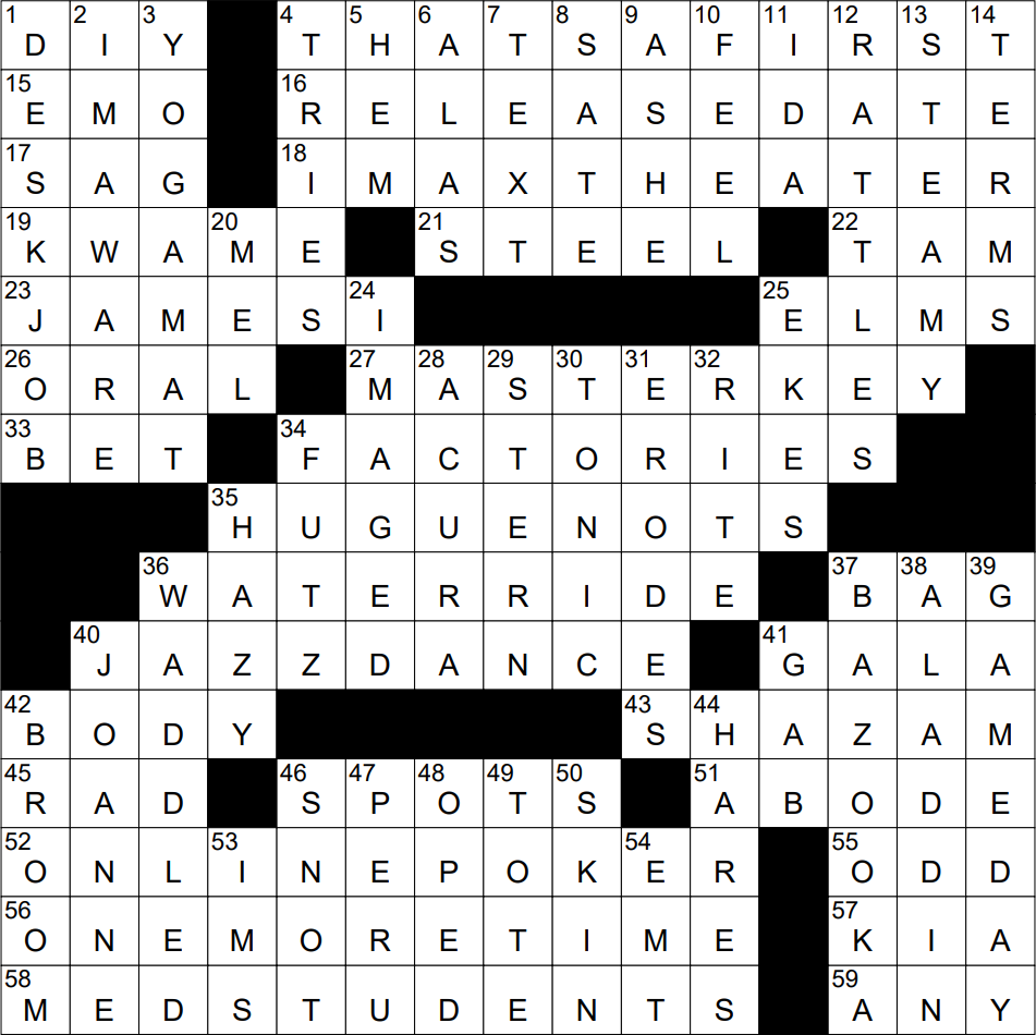 0827 22 NY Times Crossword 27 Aug 22 Saturday NYXCrossword