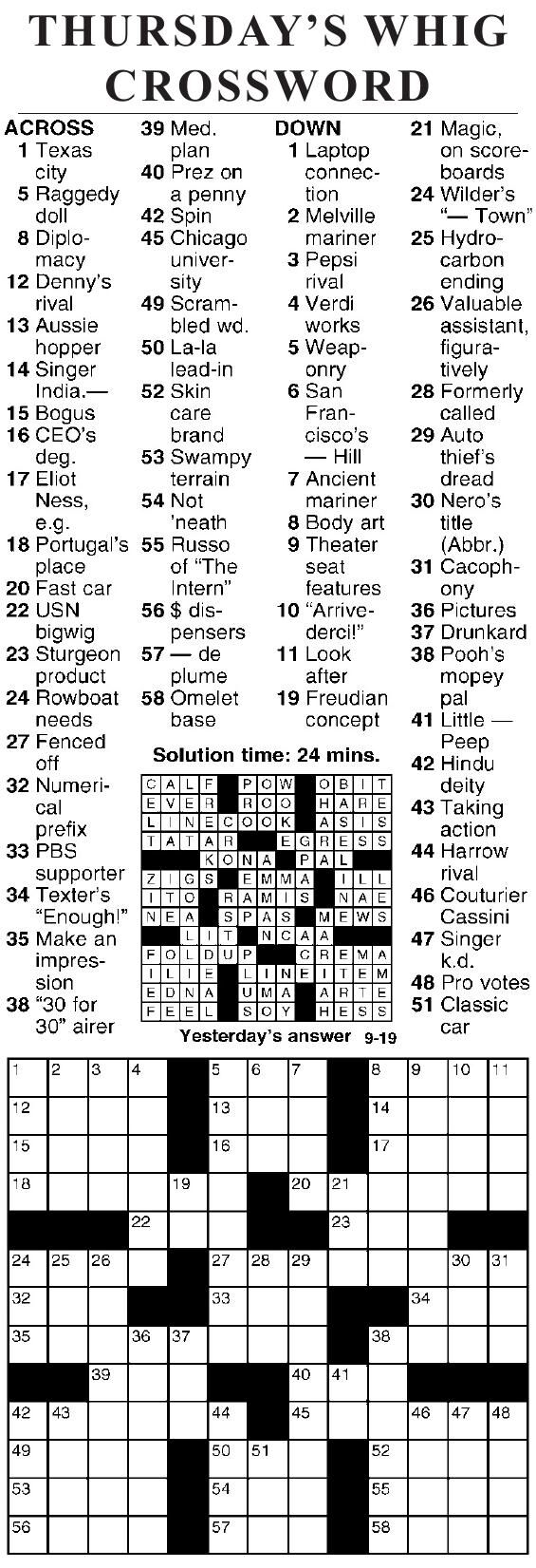 0919 Crossword Crosswords Cecildaily