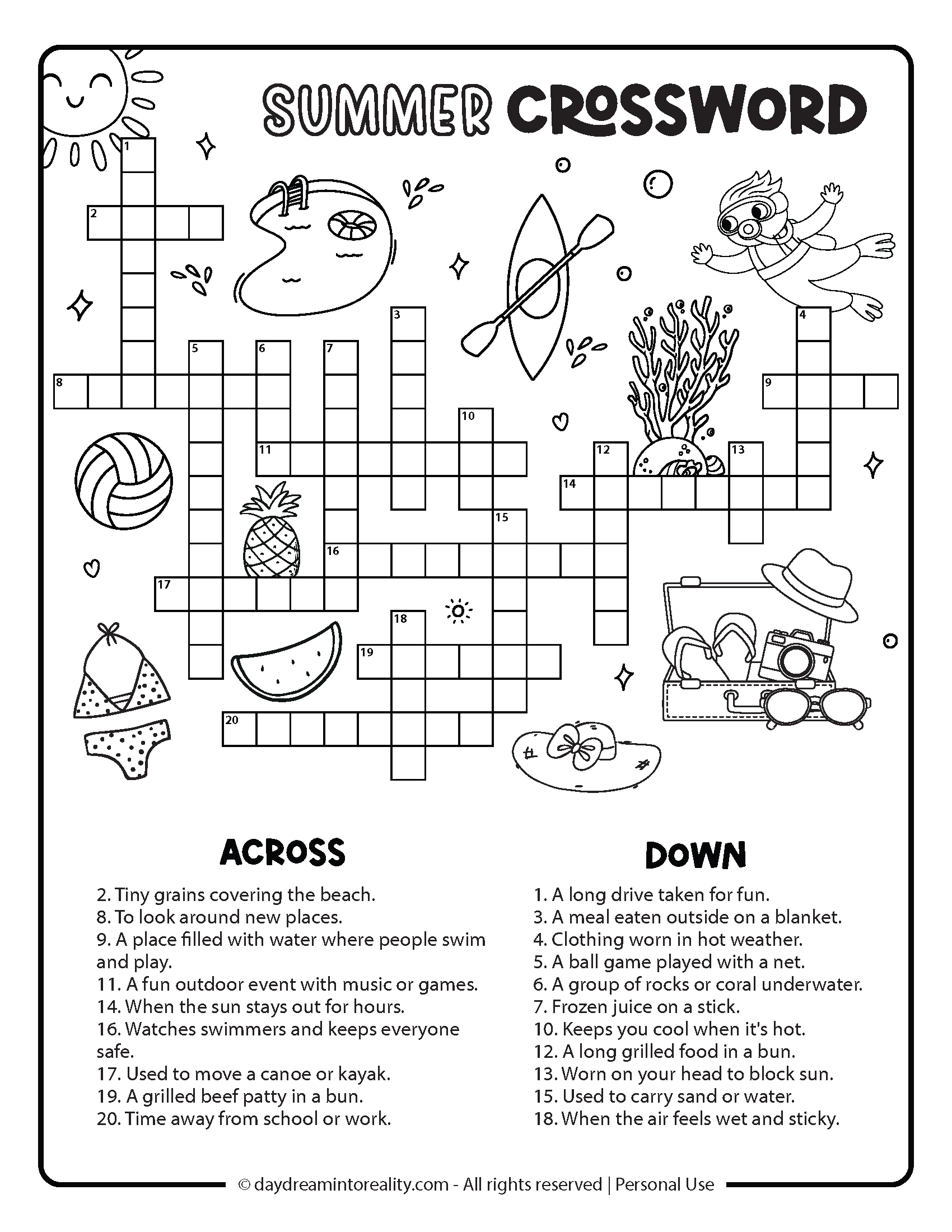 10 Summer Crossword Puzzles Free Printable PDFs From Easy To Advanced Daydream Into Reality 10 Summer Crossword Puzzles Free Printable PDFs From Easy To Advanced Daydream Into Reality