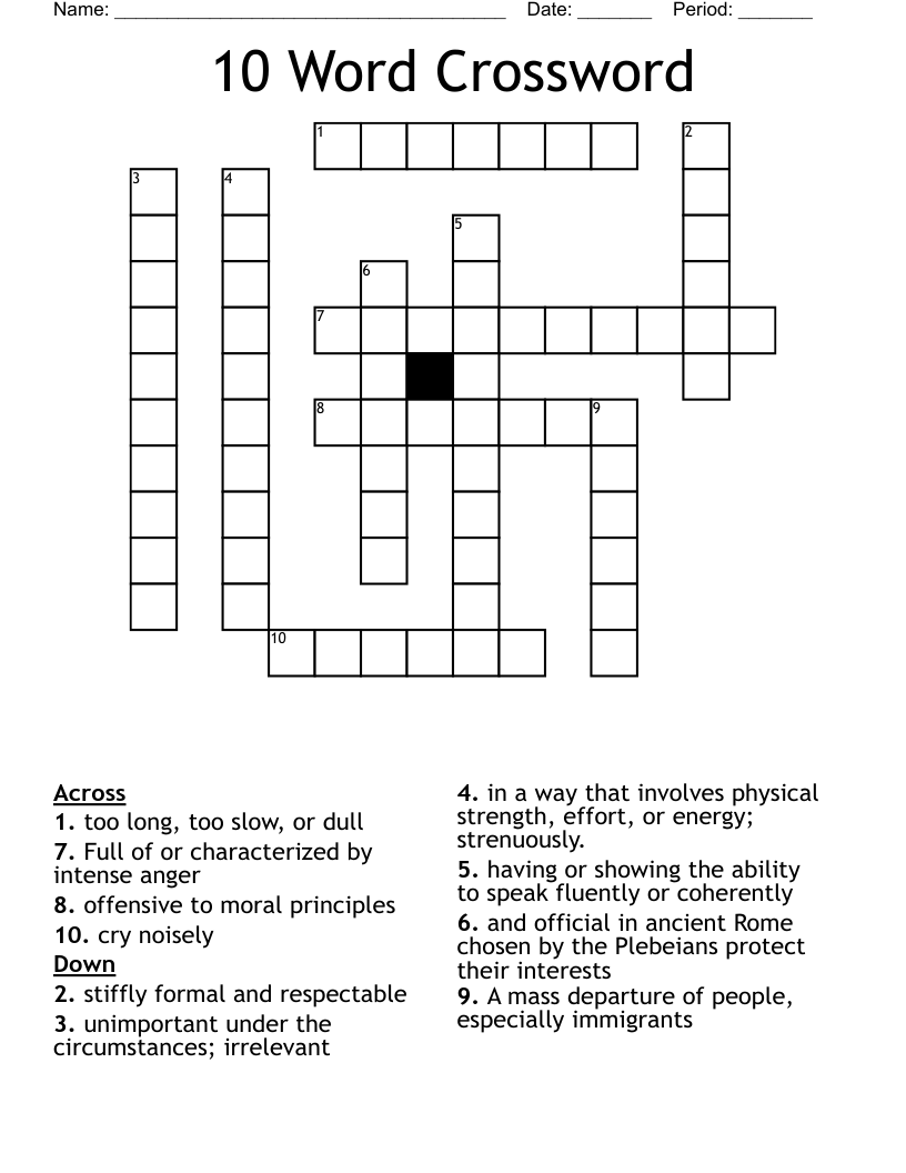 10 Word Crossword WordMint
