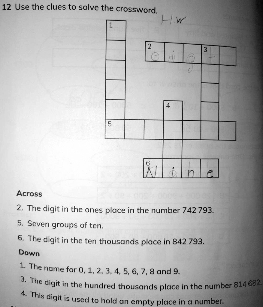 12 Use The Clues To Solve The Crossword Across 2 The Digit 