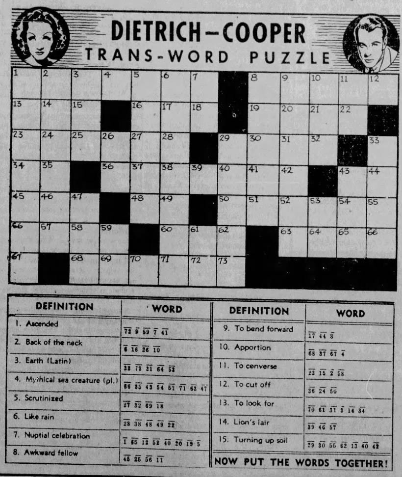 1936 The Year In Crosswords 1 Of 2 T Campbell s Grid 1936 The Year In Crosswords 1 Of 2 T Campbell s Grid