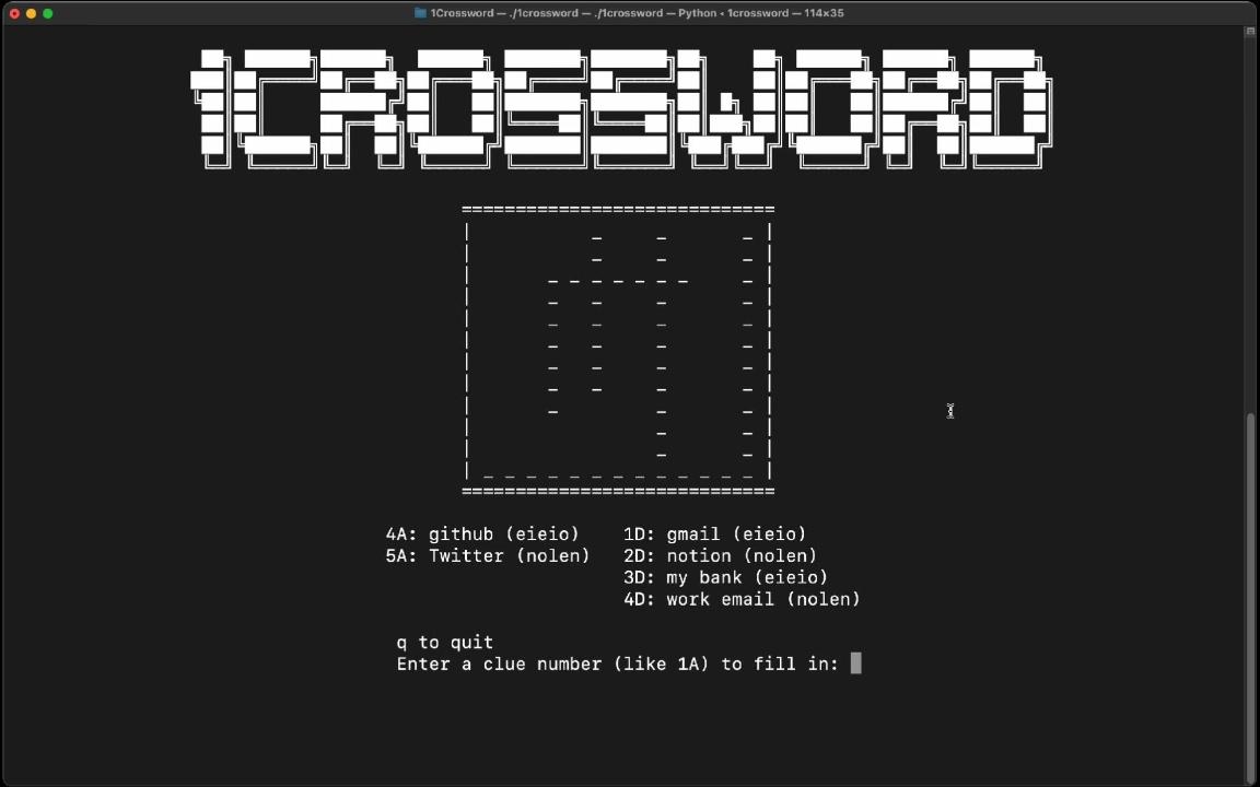 1Crossword Crosswords For Your Password Manager Eieio games