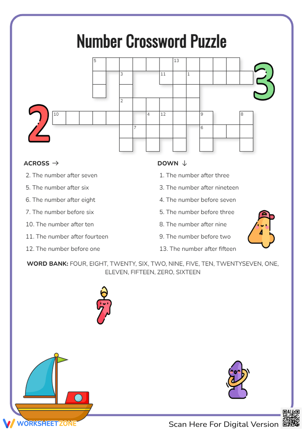 1st Grade Numbers Crossword Worksheets 1st Grade Numbers Crossword Worksheets