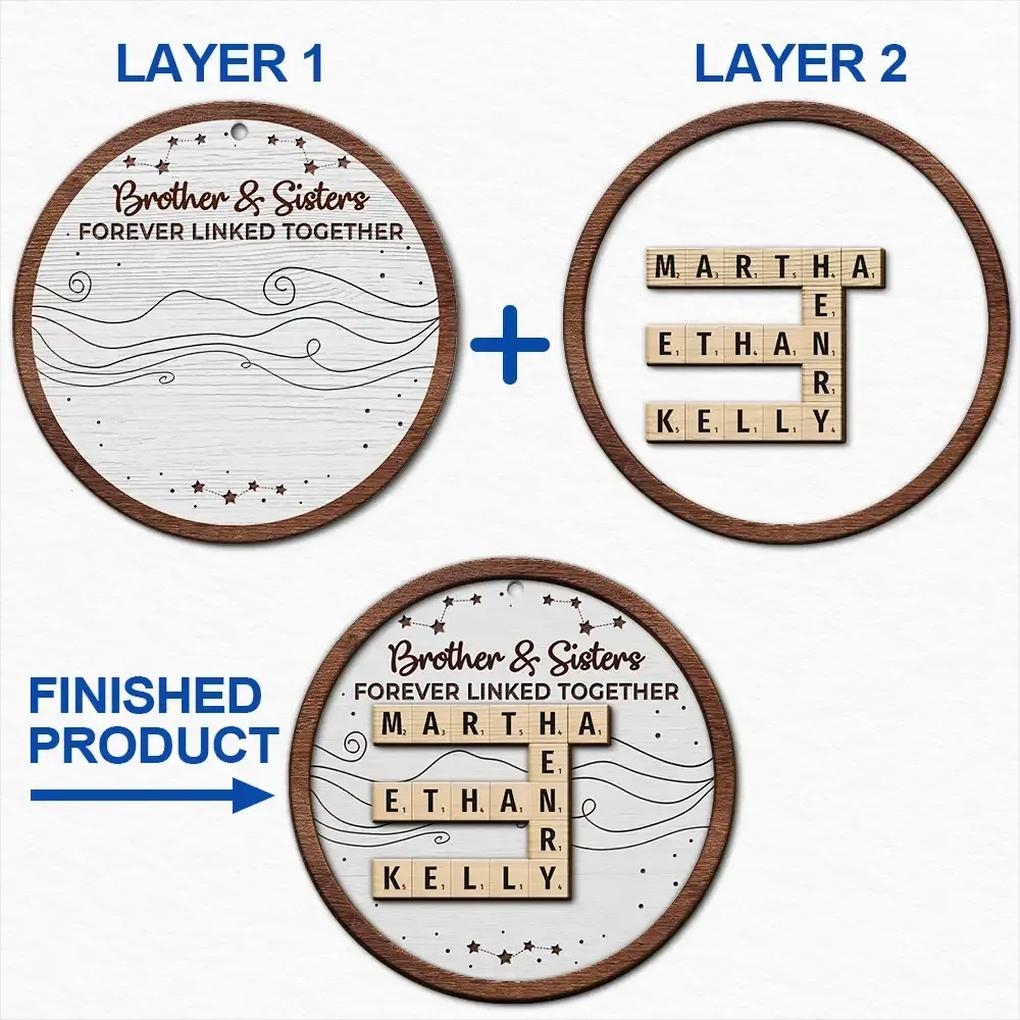2 Layer Wooden Ornament Siblings Forever Linked Together Crossword Puzzle Brother And Sister Ornament