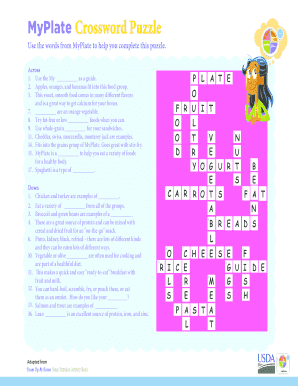 2020 2025 Form USDA My Plate Crossword Puzzle Fill Online Printable 
