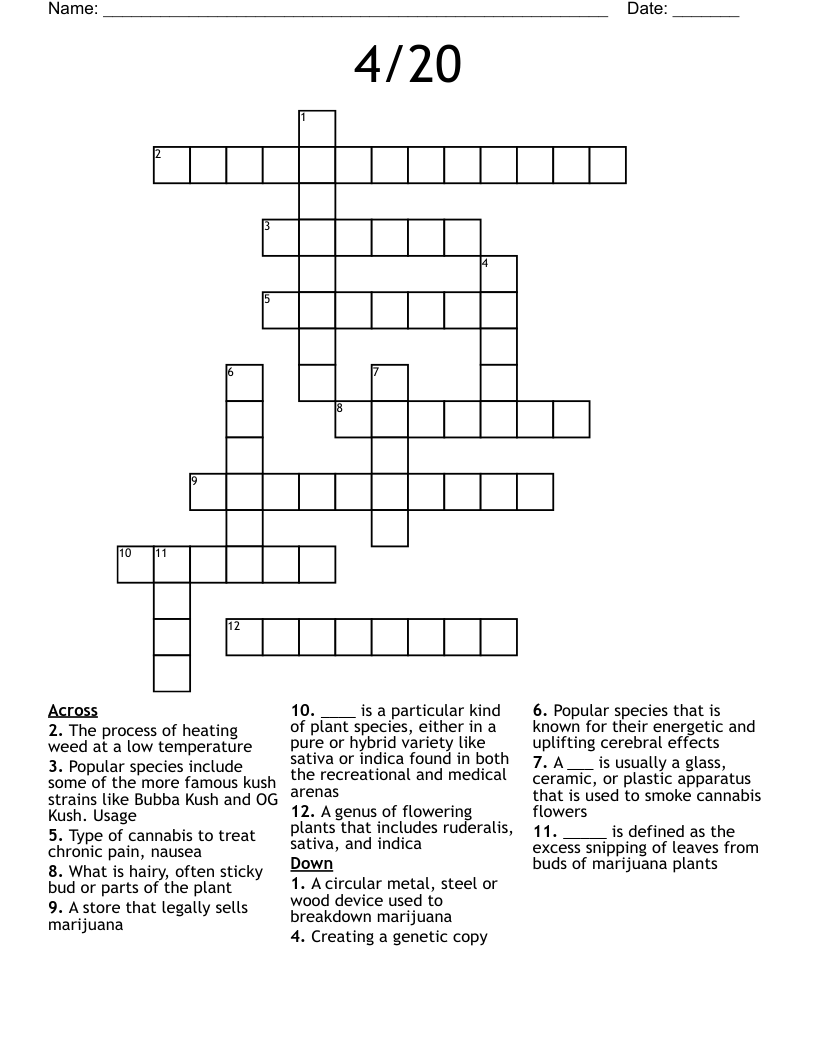 4 20 Crossword WordMint