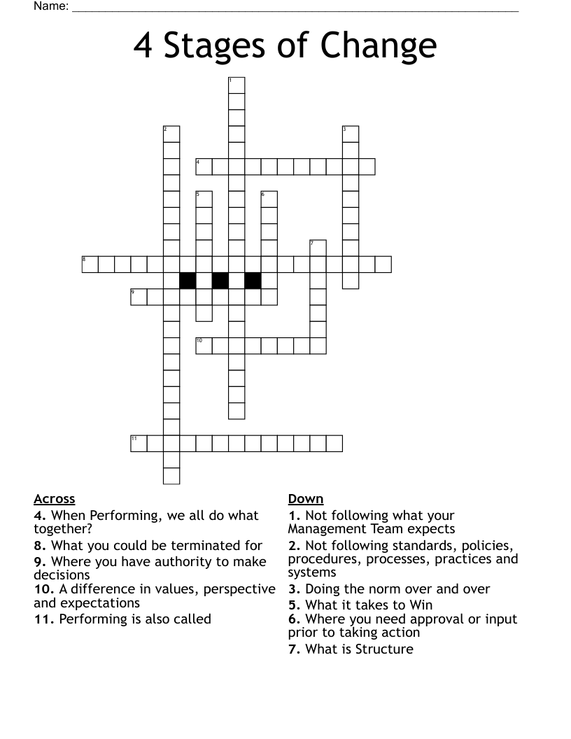 4 Stages Of Change Crossword WordMint 4 Stages Of Change Crossword WordMint