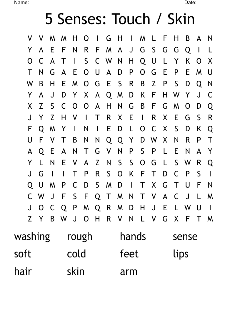 5 Senses Touch Skin Word Search WordMint