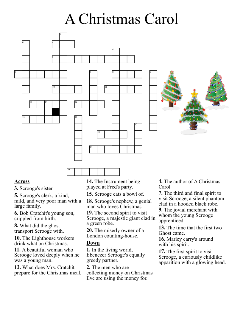 A Christmas Carol Crossword WordMint A Christmas Carol Crossword WordMint