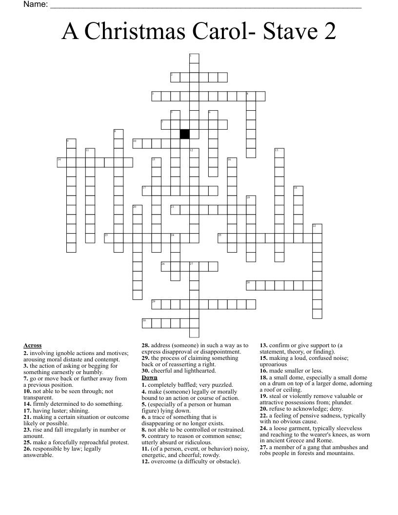 A Christmas Carol Stave 2 Crossword WordMint A Christmas Carol Stave 2 Crossword WordMint