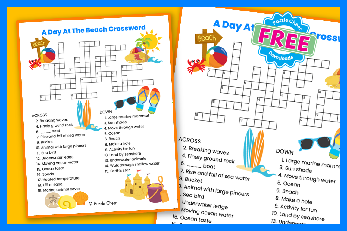 A Day At The Beach Crossword Puzzle Puzzle Cheer