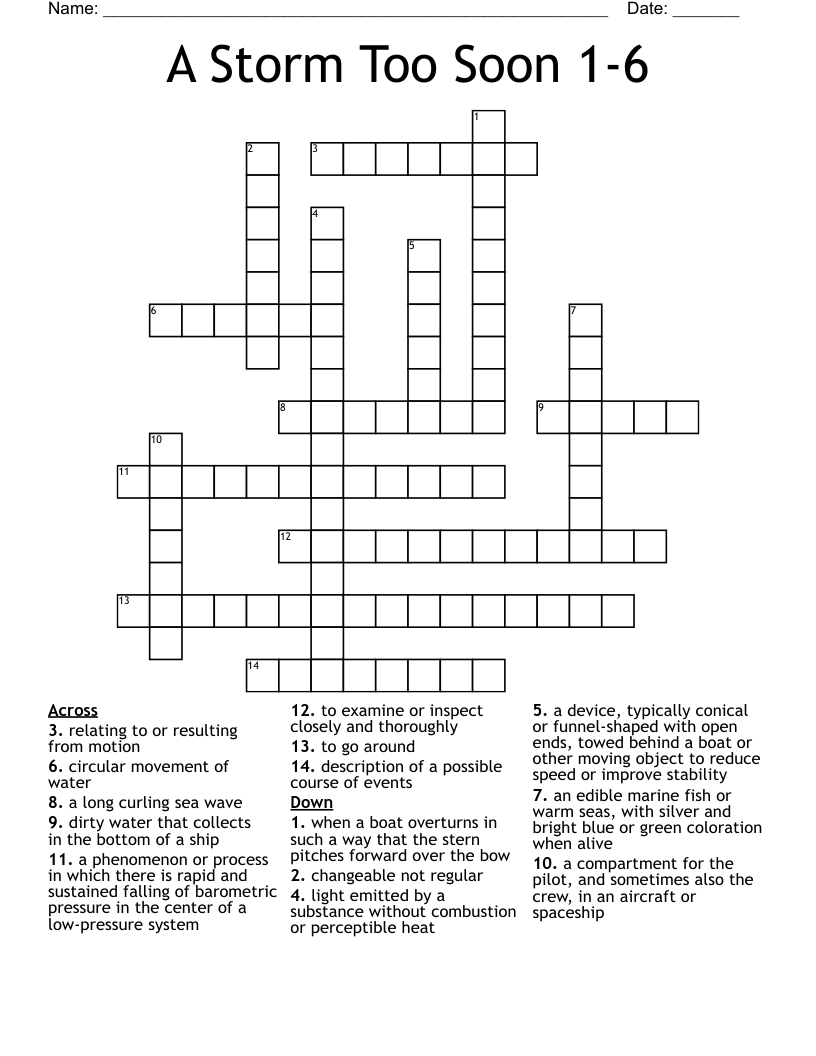 A Storm Too Soon 1 6 Crossword WordMint