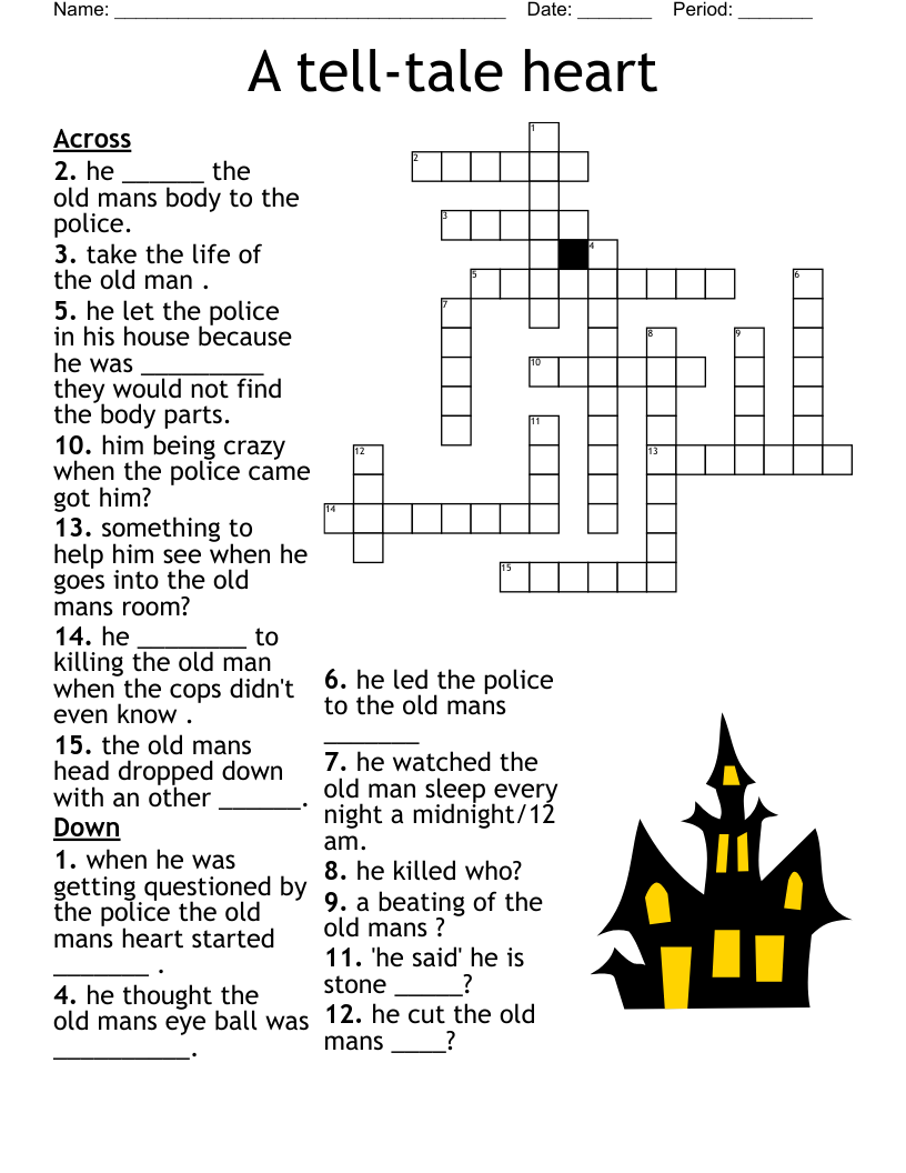 A Tell tale Heart Crossword WordMint