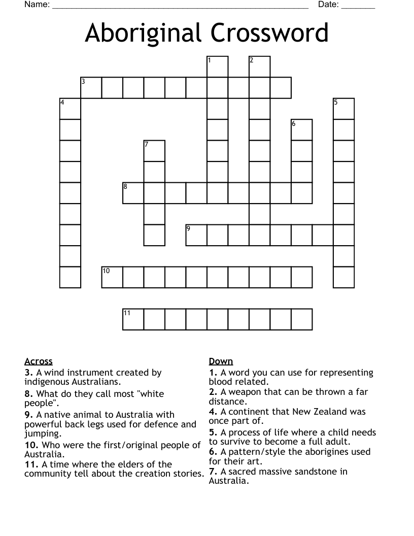 Aboriginal Crossword WordMint
