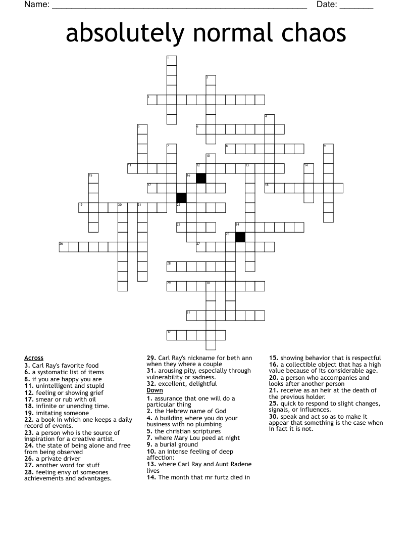 Absolutely Normal Chaos Crossword WordMint