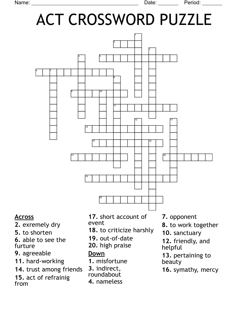 ACT CROSSWORD PUZZLE WordMint