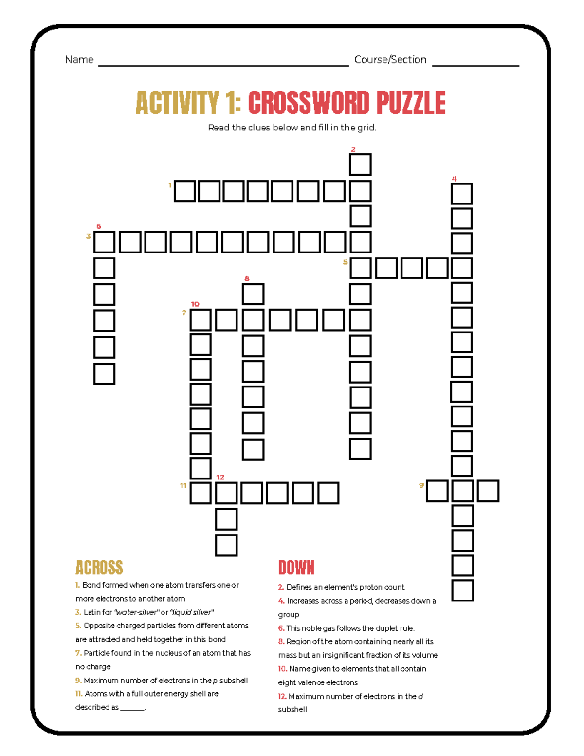 ACTIVITY 1 CROSSWORD PUZZLE On Atomic Structure Concepts Studocu ACTIVITY 1 CROSSWORD PUZZLE On Atomic Structure Concepts Studocu