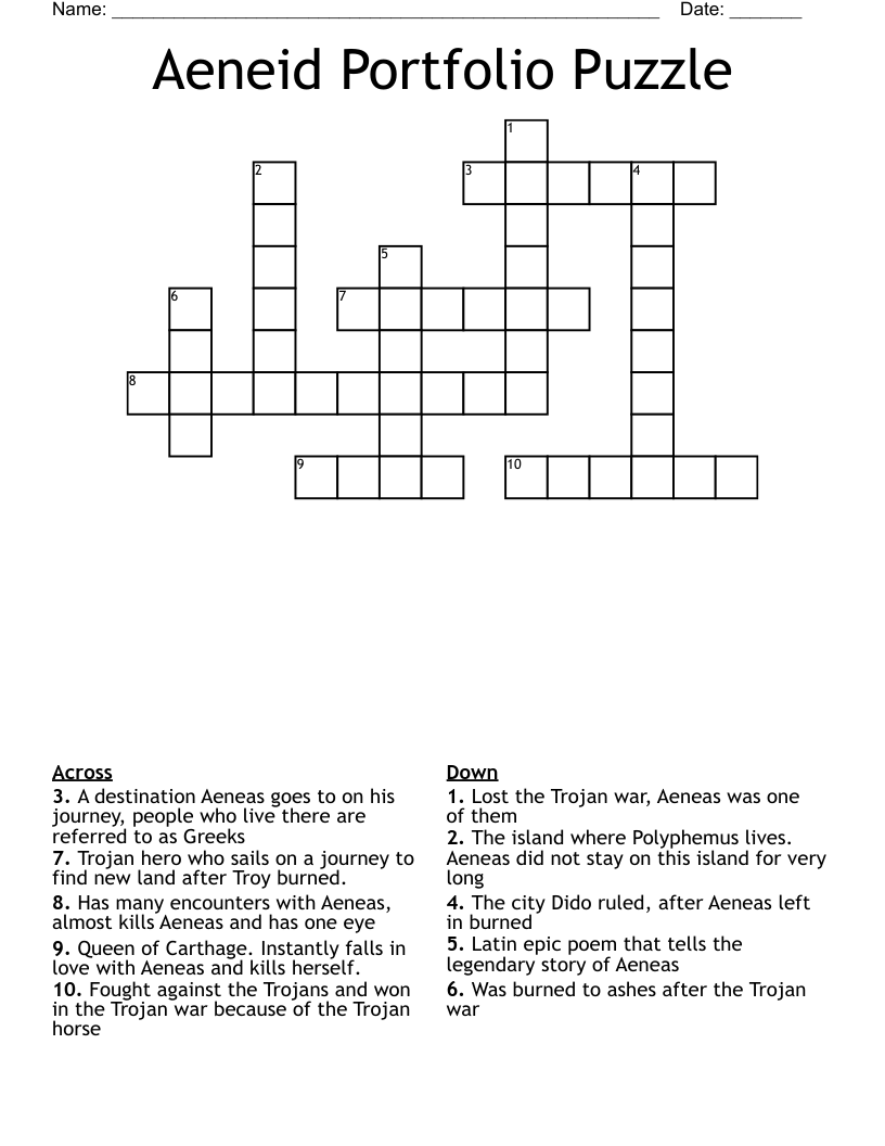Aeneid IV Crossword WordMint