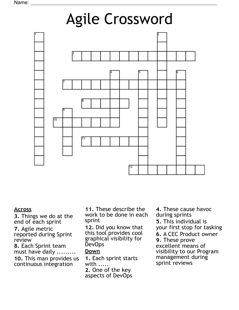 Agile Crossword WordMint
