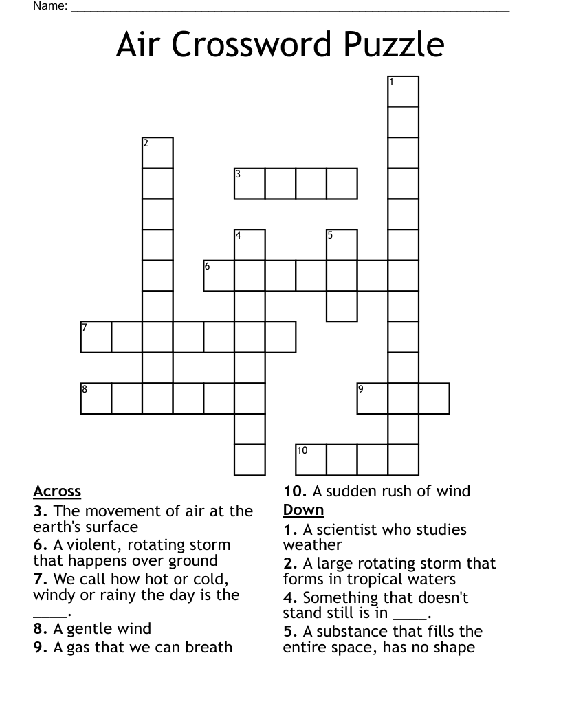 Air Crossword Puzzle WordMint