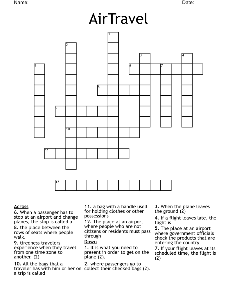 AirTravel Crossword WordMint