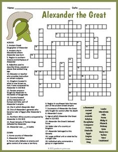 Alexander The Great Crossword Puzzle Worksheets Library