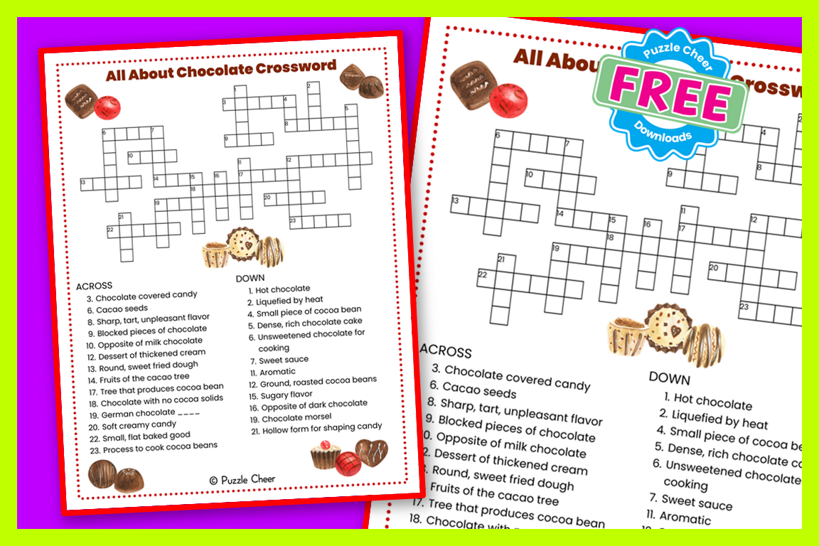 All About Chocolate Crossword Puzzle Puzzle Cheer All About Chocolate Crossword Puzzle Puzzle Cheer
