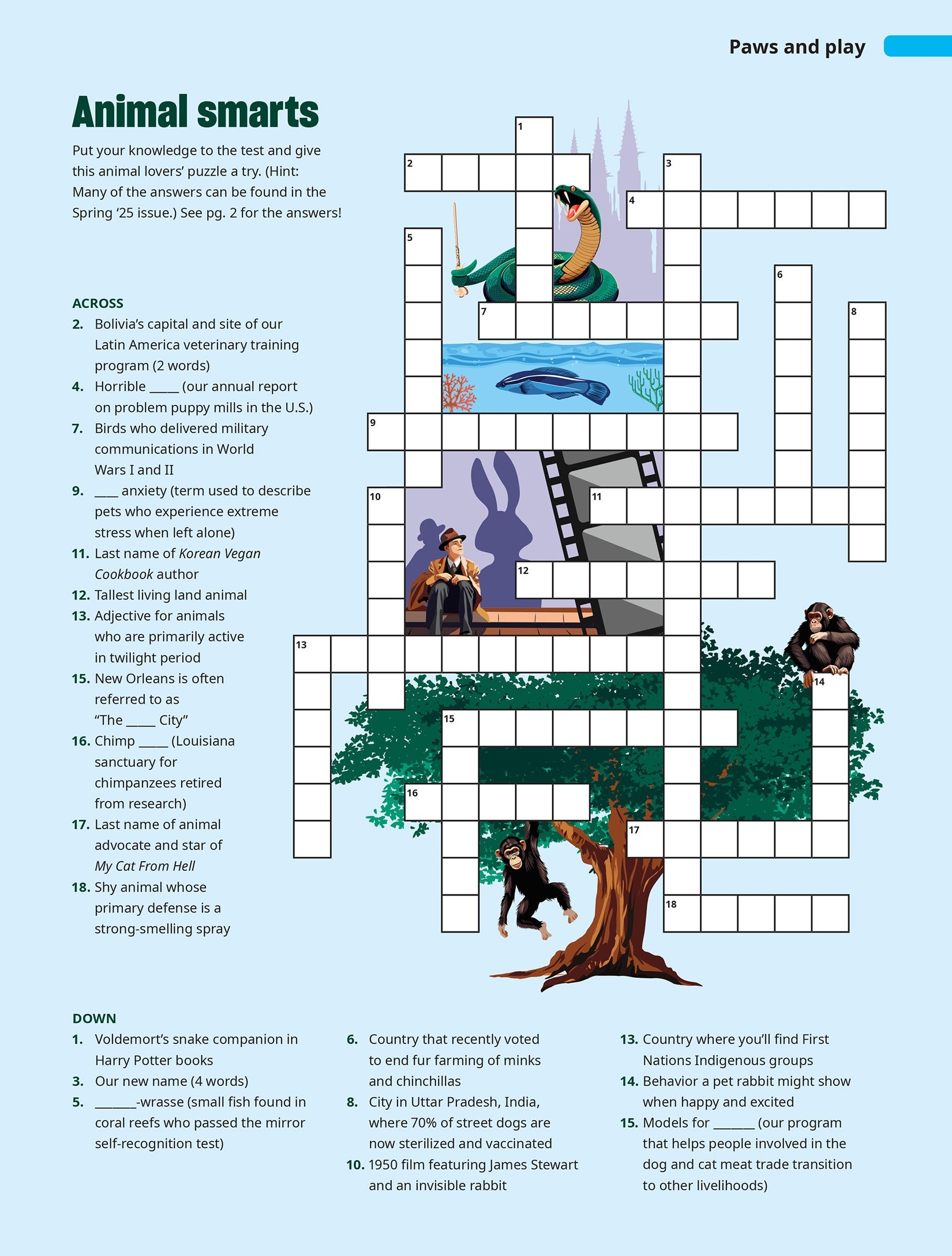 All Animals Magazine Crossword Humane World For Animals