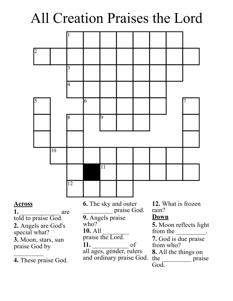 All Creation Praises The Lord Crossword WordMint All Creation Praises The Lord Crossword WordMint