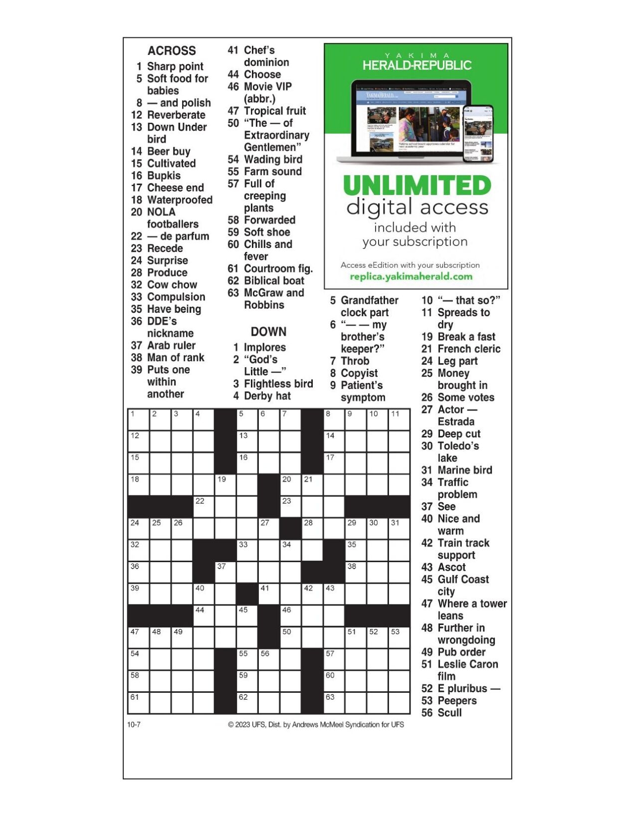 AM Crossword Oct 7 2023 Crosswords Yakimaherald AM Crossword Oct 7 2023 Crosswords Yakimaherald