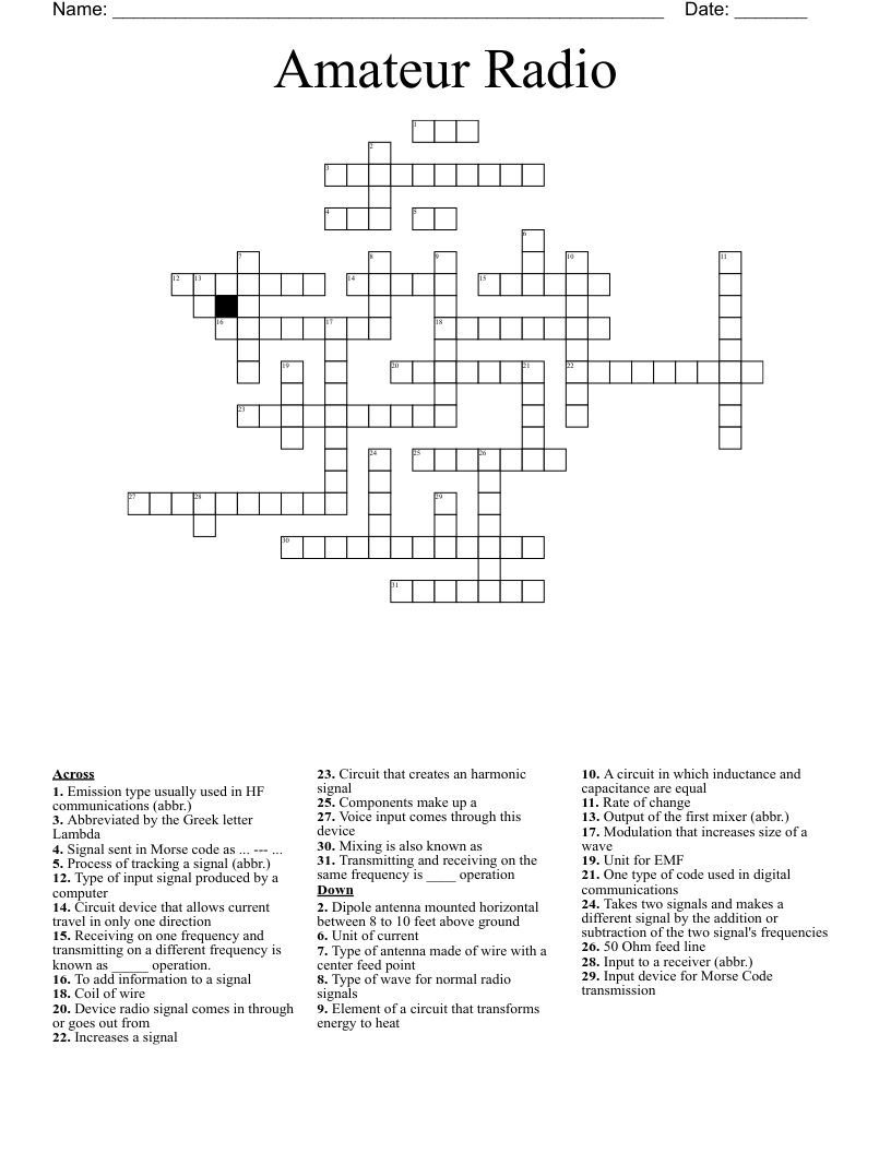 Amateur Radio Crossword WordMint