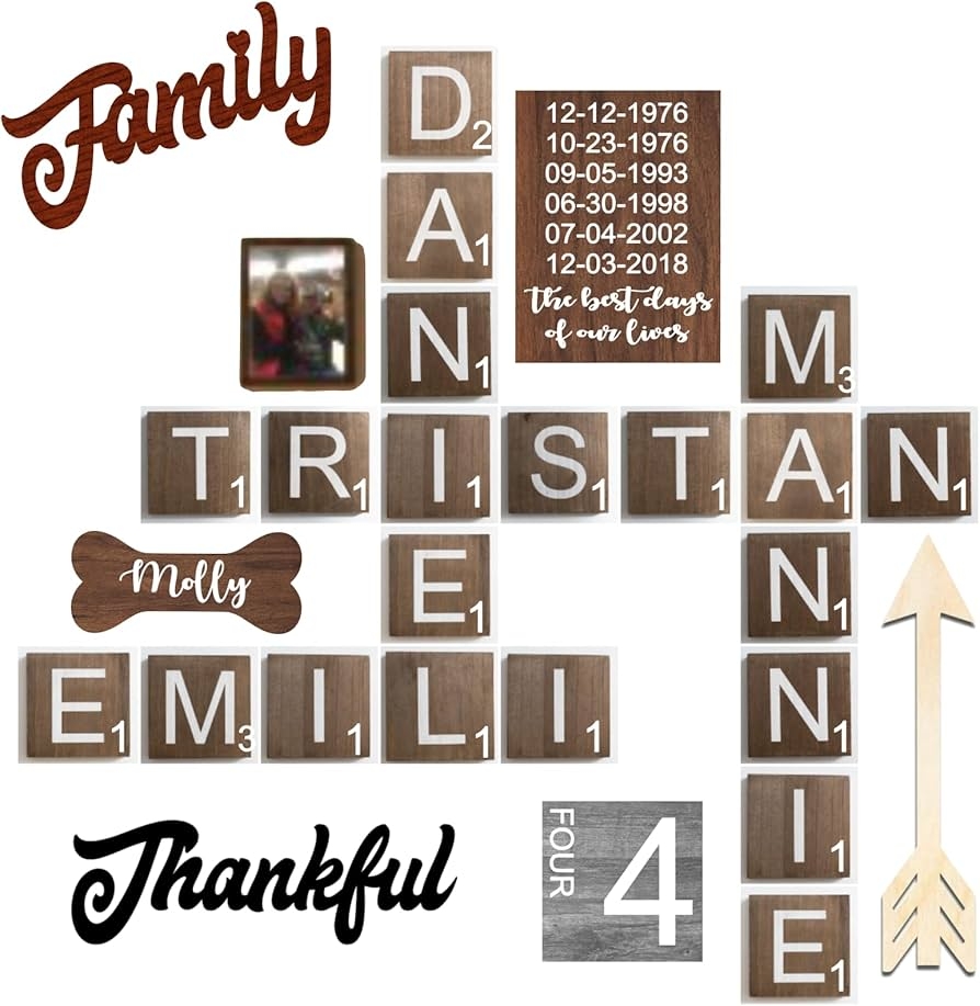 Amazon Large Crossword 5 X 5 Tiles Huge Wooden Ready To Hang 5x5 Tiles Wall Decor Farmhouse Style Crossword Puzzle Pieces Personalized Sign Wooden Letters Patio Lawn Garden