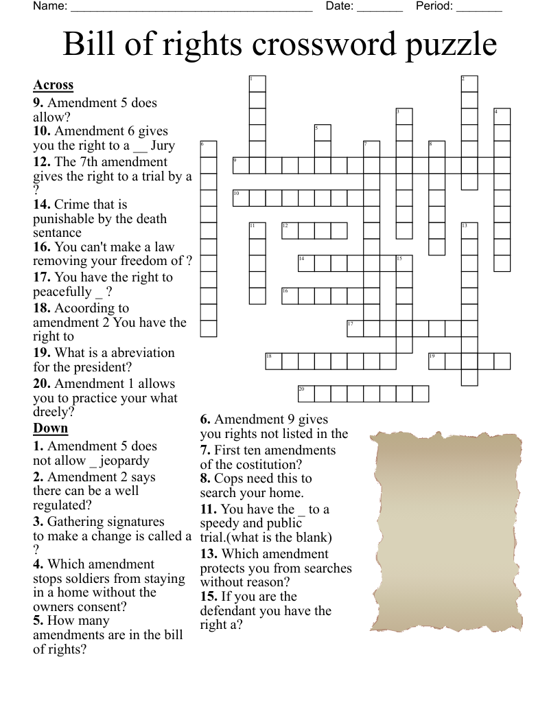 Amendment To The US Constitution Crossword WordMint
