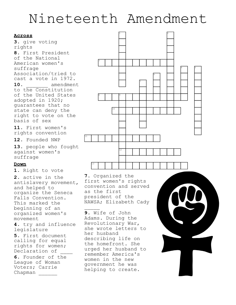 Amendment To The US Constitution Crossword WordMint