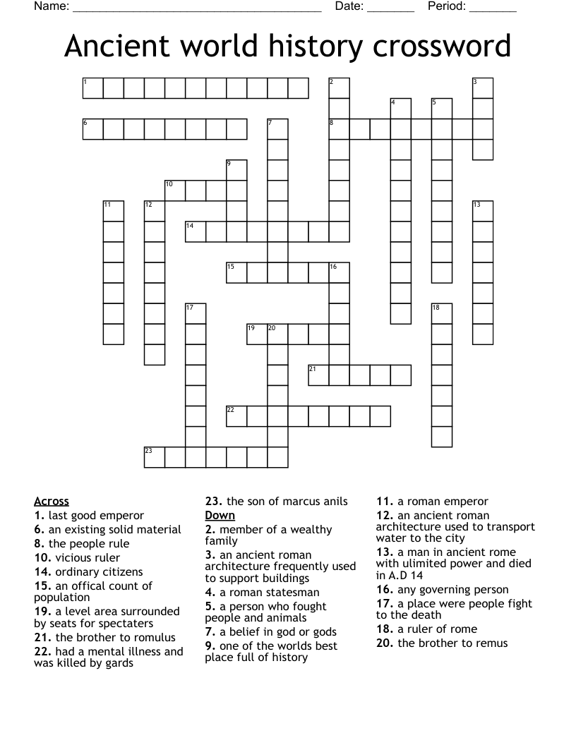 Ancient World History Crossword WordMint