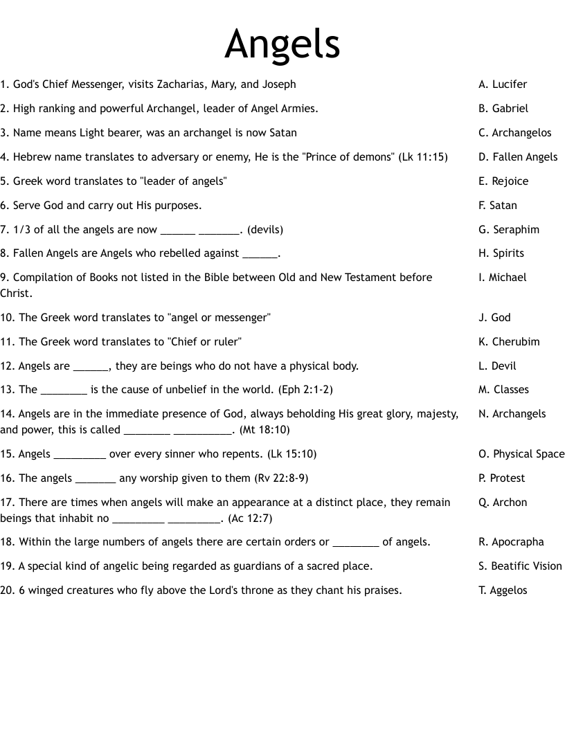 Angel Crossword WordMint