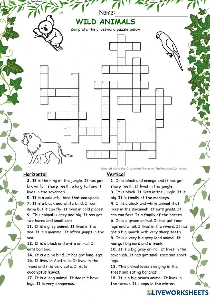 Animal Crossword Puzzle